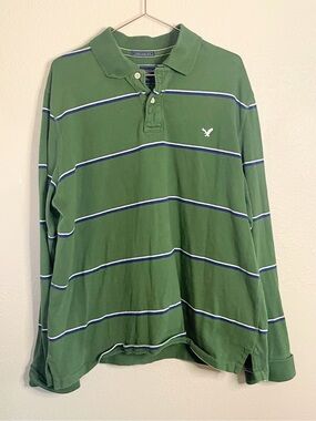 American Eagle Vintage Fit Green Rugby Polo XXL